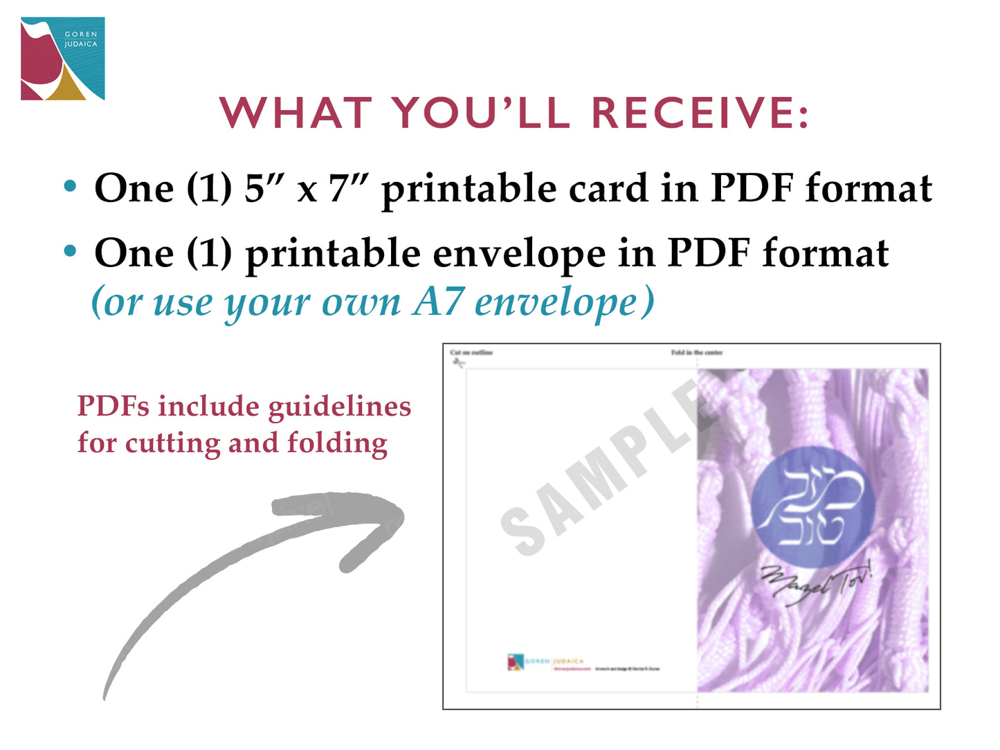 Printable Mazel Tov card for Bar/Bat/B-Mitzvah, purple, Instant Download PDF, 5 x 7 card with printable envelope, digital download,